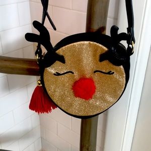Gold and Red Reindeer Kids Crossbody Bag